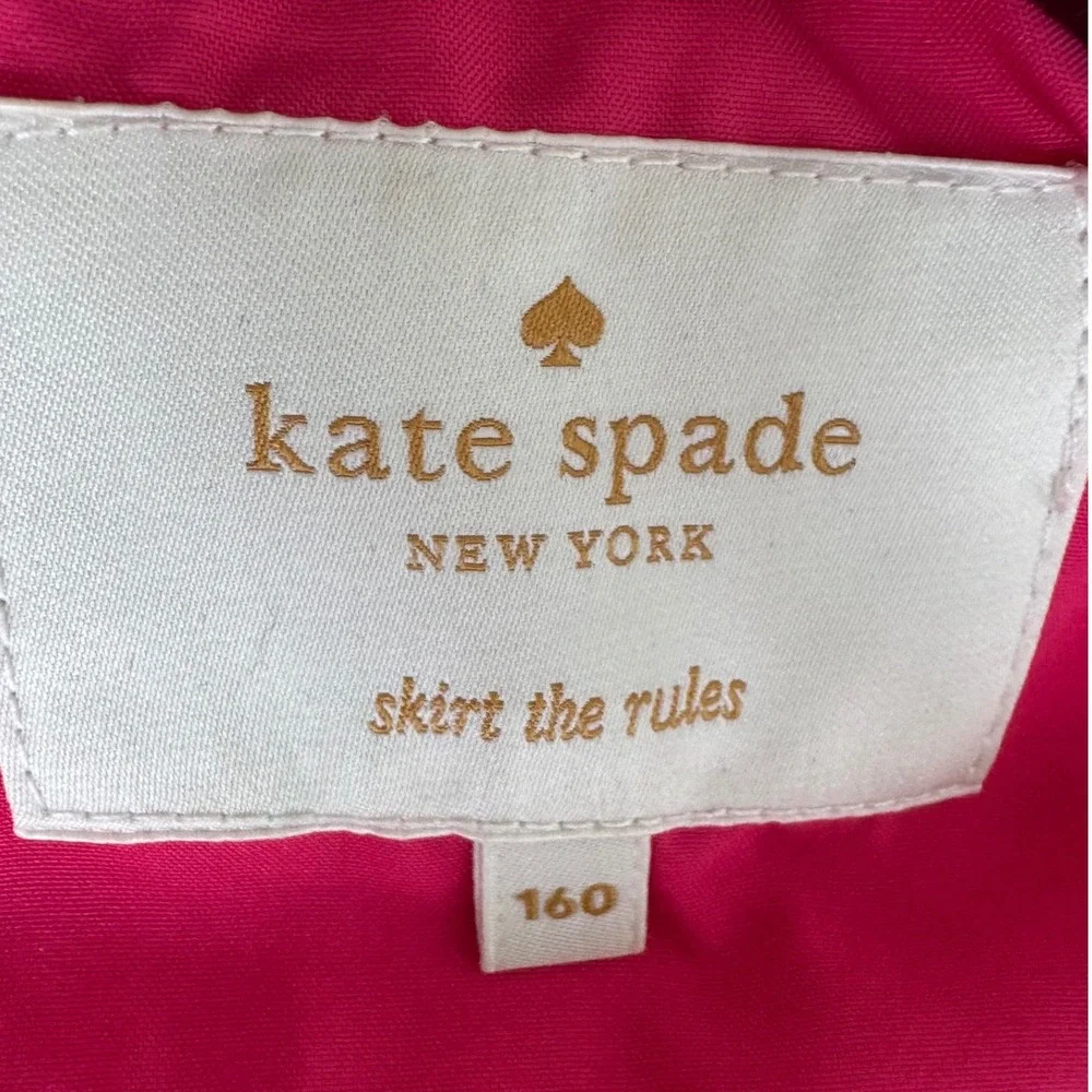 Kate Spade Girls Hot Pink Peplum Jacket Bow Rain Hooded Girls 10 Preppy Chic lux